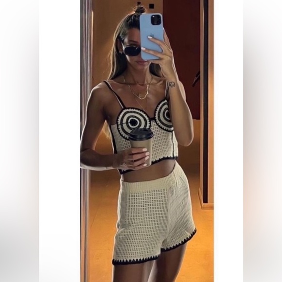 ZARA BLOGGERS FAVORITE CROTCHET TOP Size Medium NWT - Picture 8 of 9